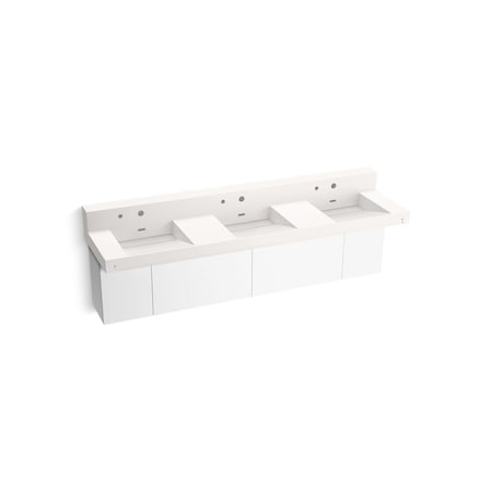 Kohler Constellation 90In Wall-Mount Basin Lavatory System With Backsplash In Designer White 81026-BPW-KCD
